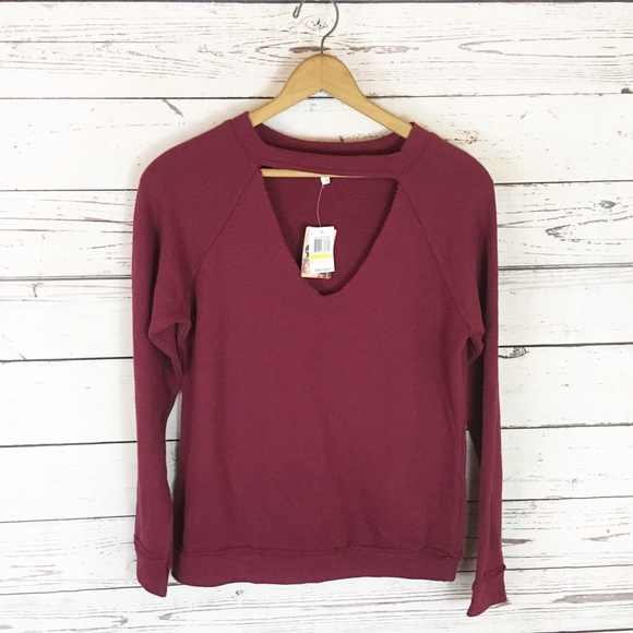 Self Esteem Keyhole Sweater Maroon Medium NWT - Picture 1 of 11